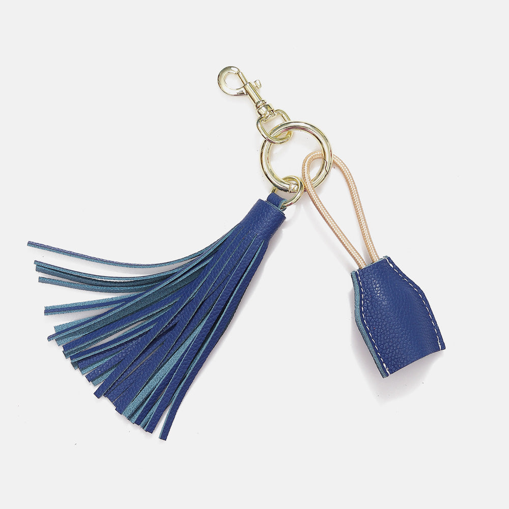 Leather Tassel Keychain w/ USB charging cable