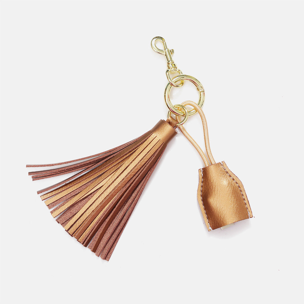 Leather Tassel Keychain w/ USB charging cable
