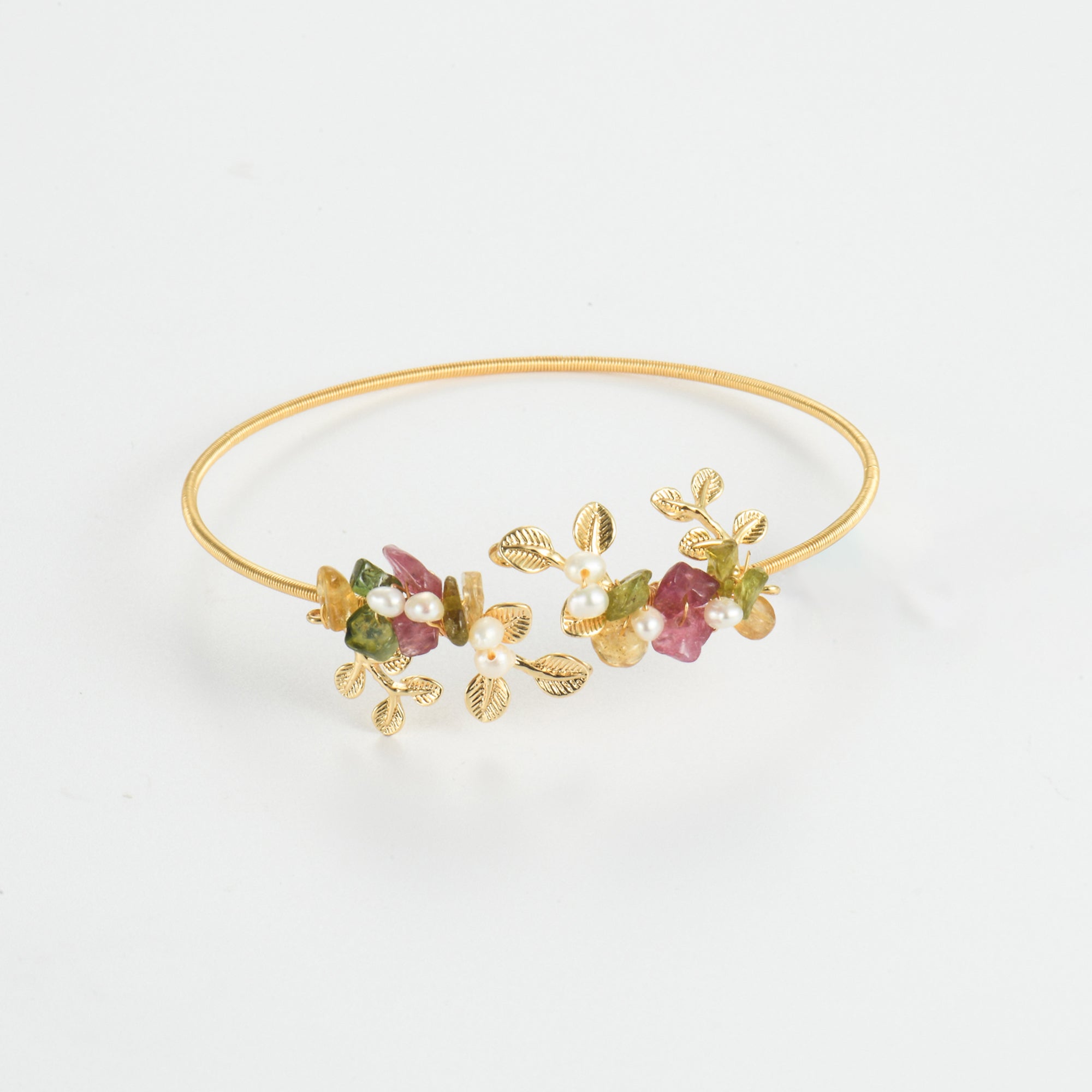 Dainty Pearl and Stone Bangle