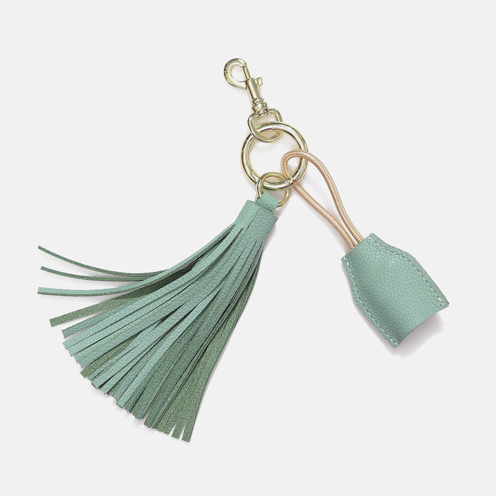 Leather Tassel Keychain w/ USB charging cable