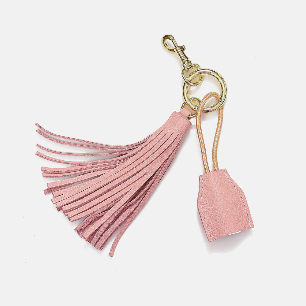 Leather Tassel Keychain w/ USB charging cable