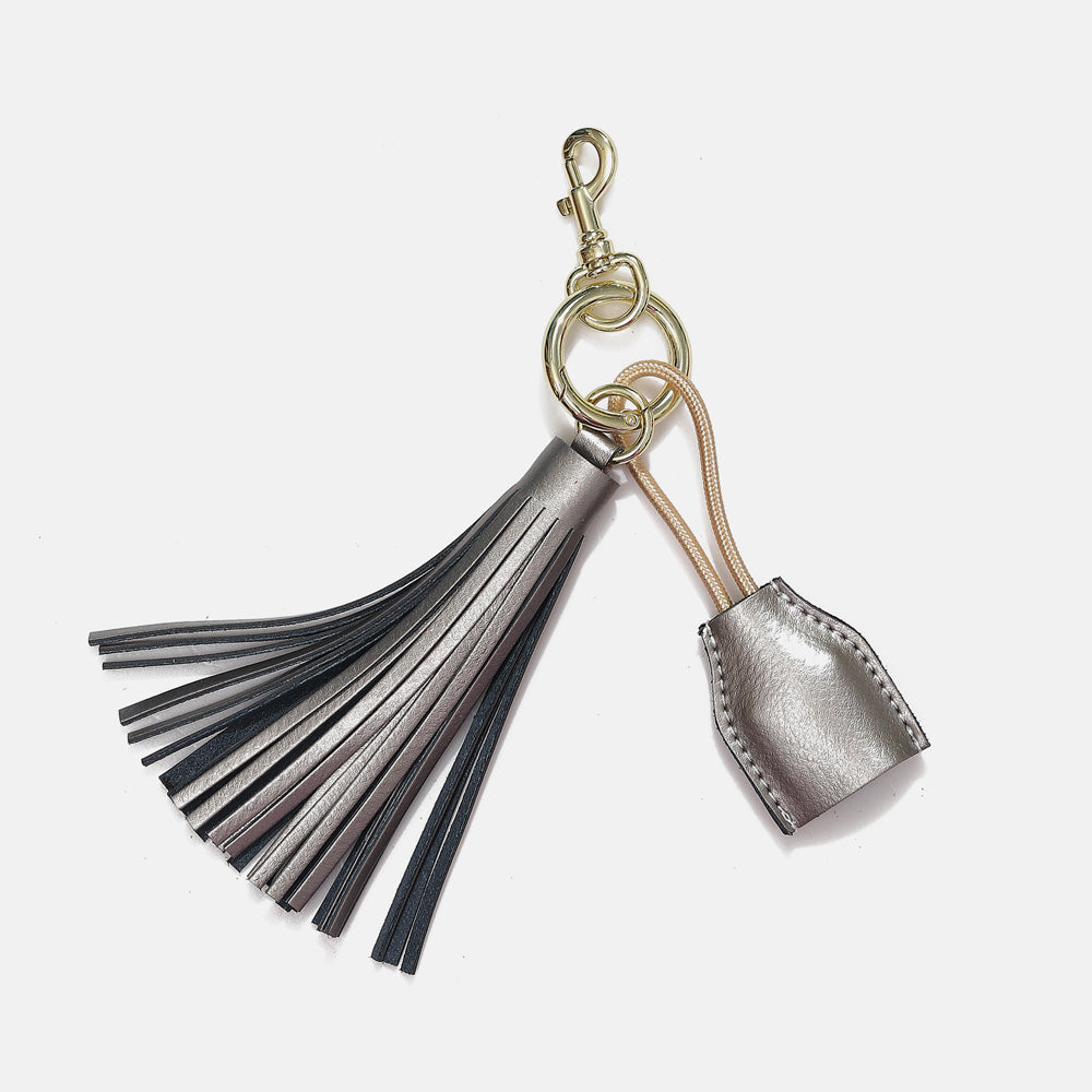 Leather Tassel Keychain w/ USB charging cable